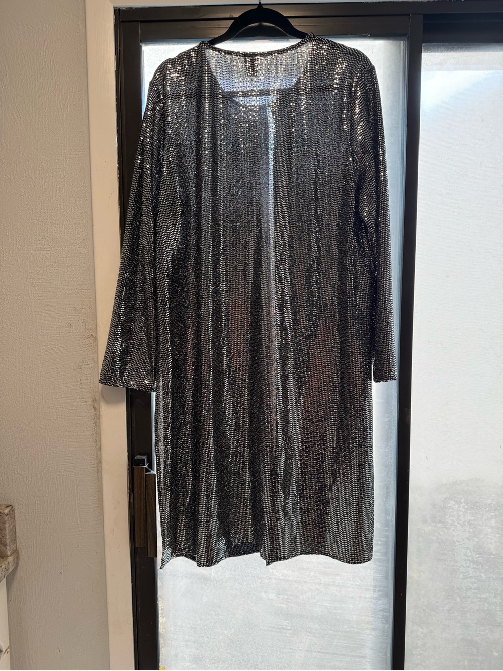 Anne Klein Silver Sequin Long Sleeve Dress Cover-Up